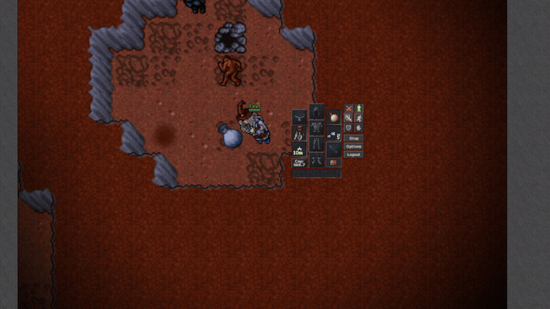 Pushing a loot bag onto a rope hole while climbing up.