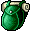 teal holding backpack